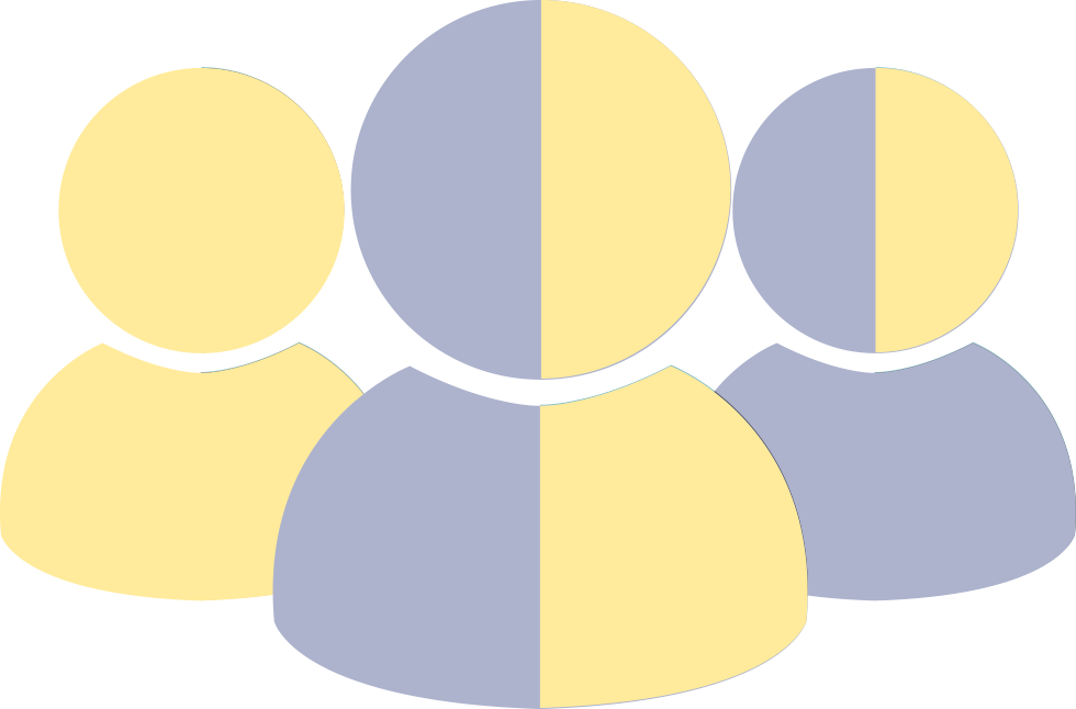 yellow and grey graphic of three people