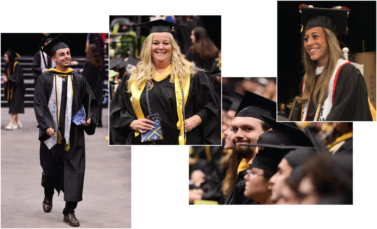 various photos of graduates during ceremony